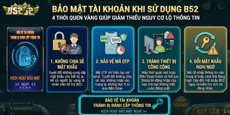 Chú ý bảo vệ tài khoản khi chơi B52 bảo toàn dữ liệu cá nhân
